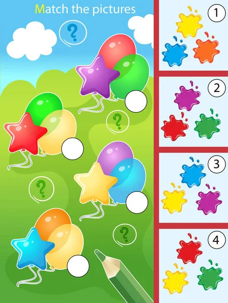 Coinciden Por Color Puzzle Para Niños Juego Juego Juego Educación — Vector de stock