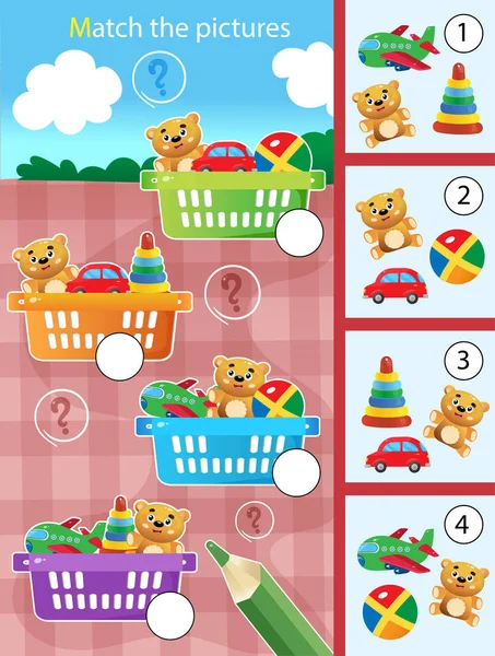 Juego Juego Juego Educación Para Niños Puzzle Para Niños Coinciden — Vector de stock