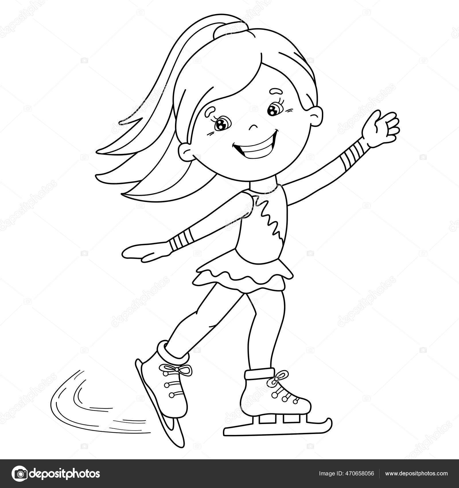 Skate Do Livro Para Colorir Estilo Dos Desenhos Animados Clipart