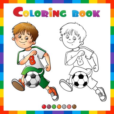 Çizgi film karakteri Futbolcunun boyama sayfası. Çocuklar için Boyama Kitabı.