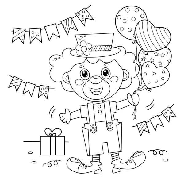 Desenho Desenho Animado Palhaço Circo Com Balões Presentes Aniversário Livro — Vetor de Stock