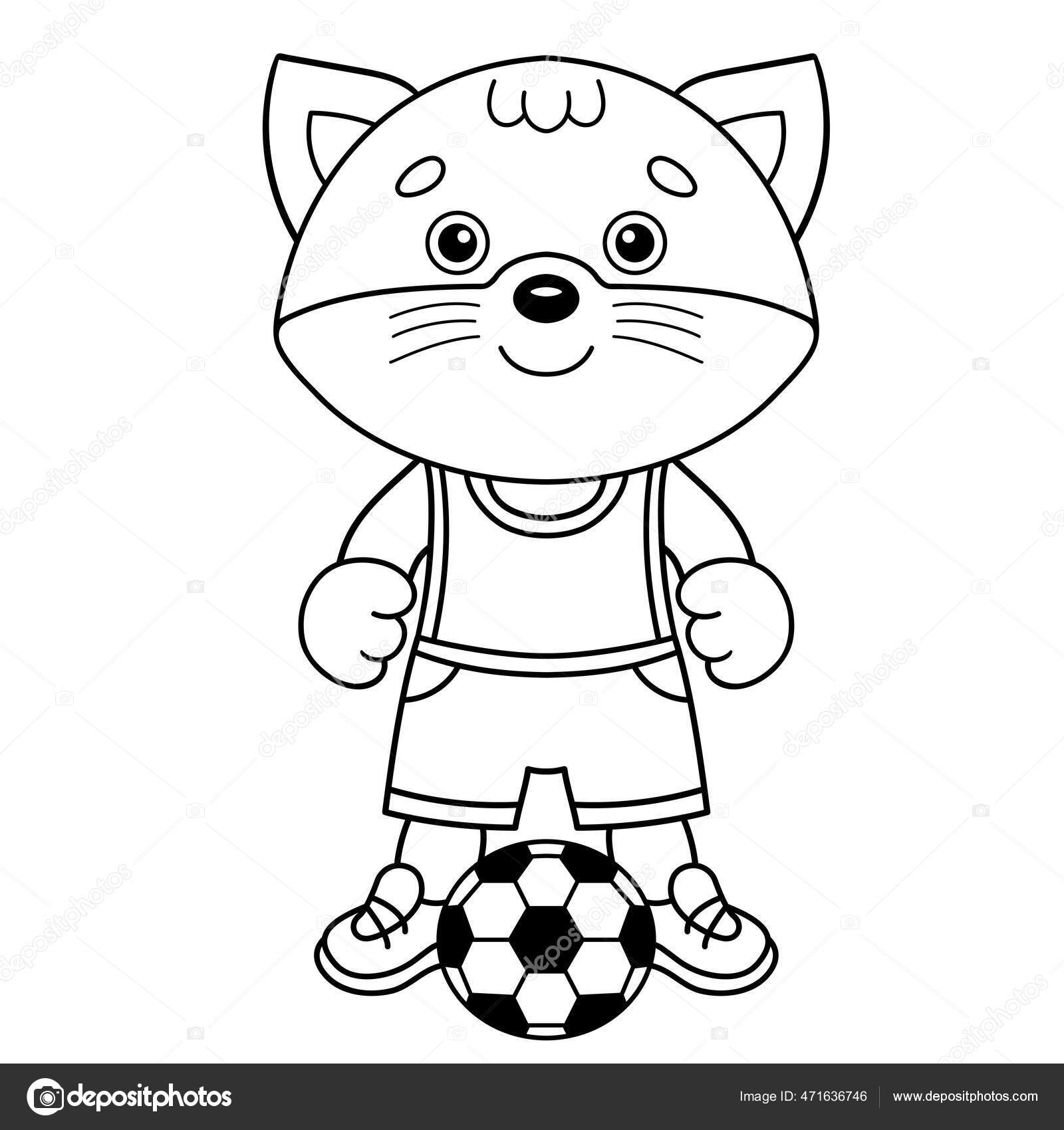 Vetores de Esboço De Página De Coloração De Gato De Desenho Animado Jogando Futebol  Jogo De Futebol Livro De Colorir Para Crianças e mais imagens de Animal -  iStock