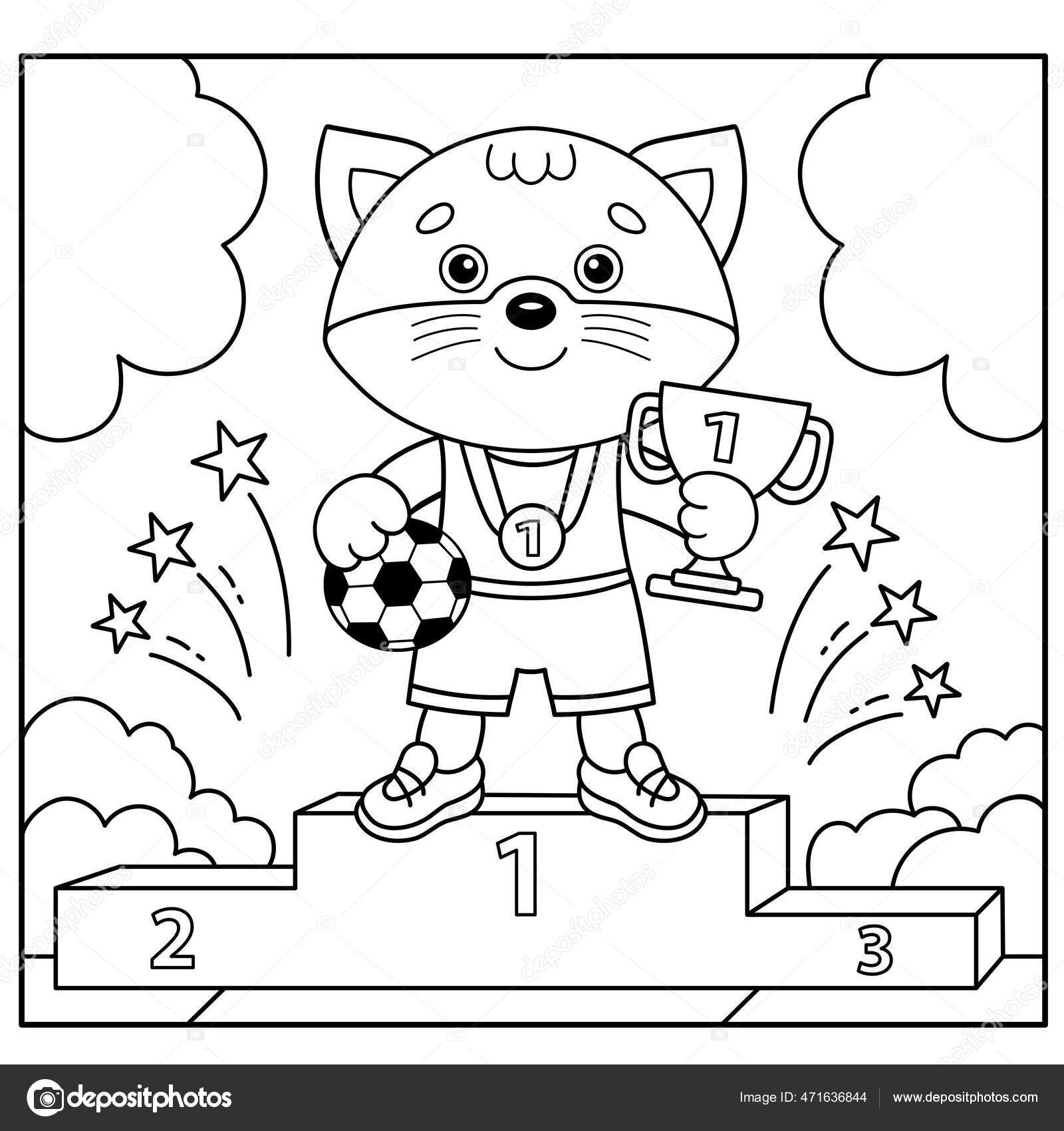 Desenho Desenho Desenhos Animados Com Taça Futebol Campeão Vencedor Jogo  imagem vetorial de Oleon17© 471636844