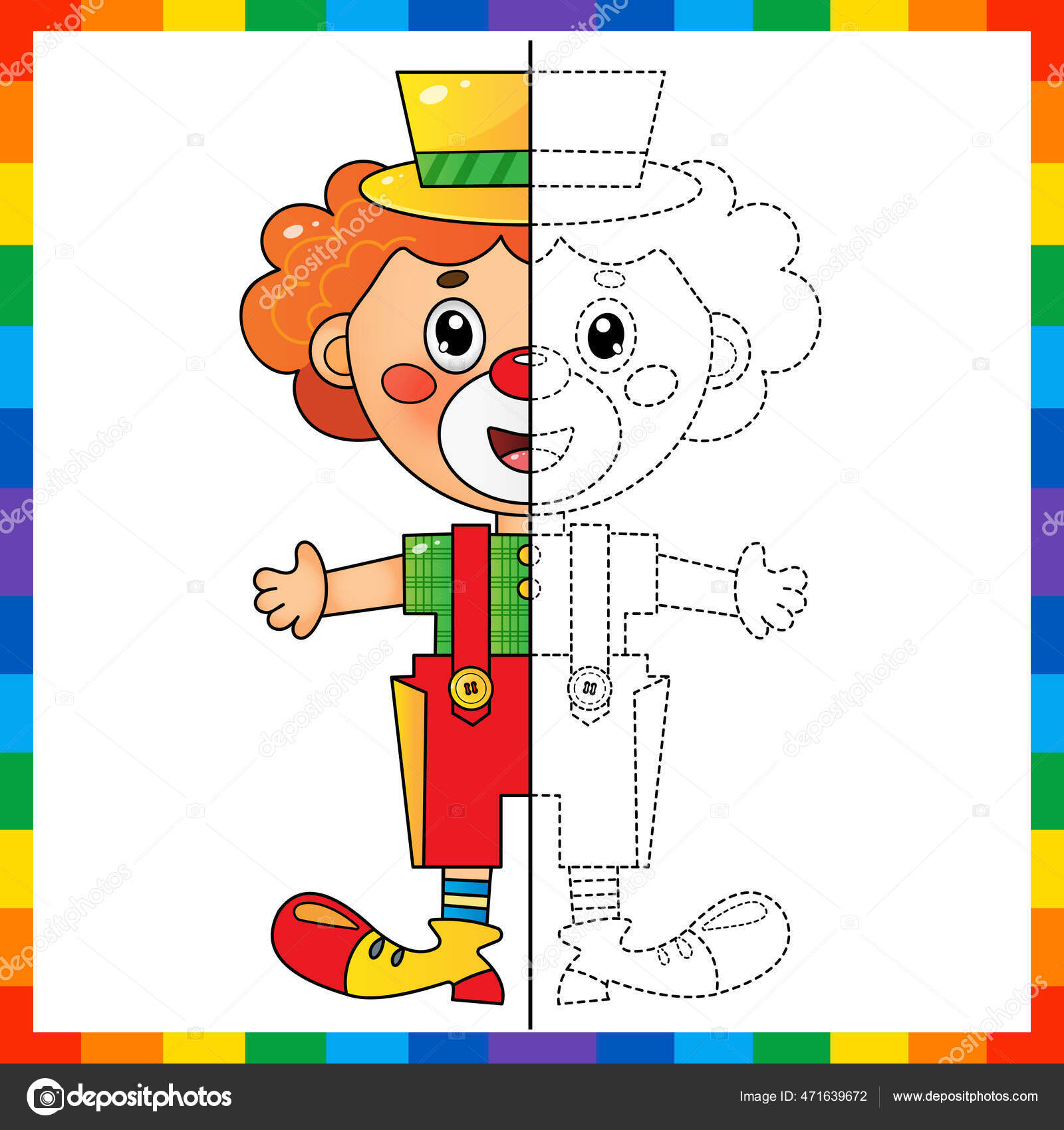 Draw Symmetrically Connect Dots Picture Tracing Worksheet Coloring Page Outline Stock Vector Image By C Oleon17