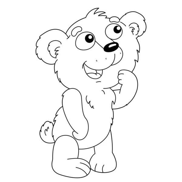 Coloriage Contour Dessin Animé Petit Ours Livre Colorier Pour Enfants — Image vectorielle