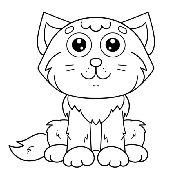 Coloring Page Outline Cartoon Cute Cat Coloring Book Kids — Stock Vector