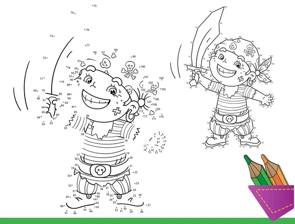 Logická Hra Pro Děti Čísla Hry Zbarvení Page Outline Cartoon — Stockový vektor