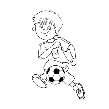 Sayfa anahat bir futbol çocuk boyama