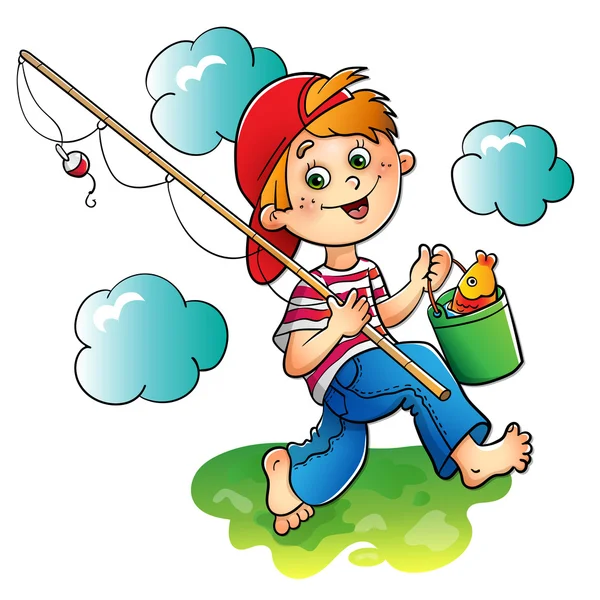 Mutlu çocuk balıkçı