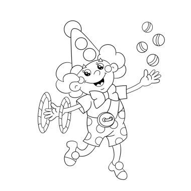 Coloring Page Outline Of a funny clown juggling balls vector Coloring Page Outline Of a funny clown juggling balls vector