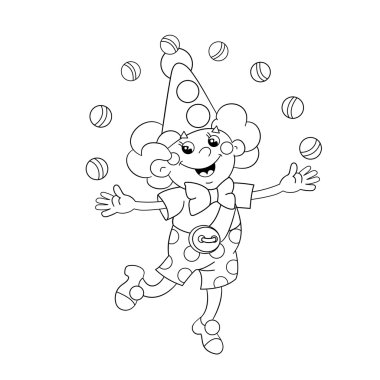 Coloring Page Outline Of a funny clown juggling balls vector Coloring Page Outline Of a funny clown juggling balls vector