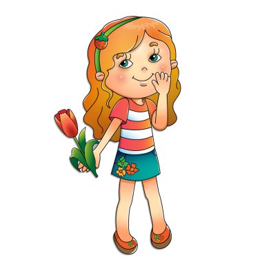 Elinde Beyaz Lale ile güzel kız