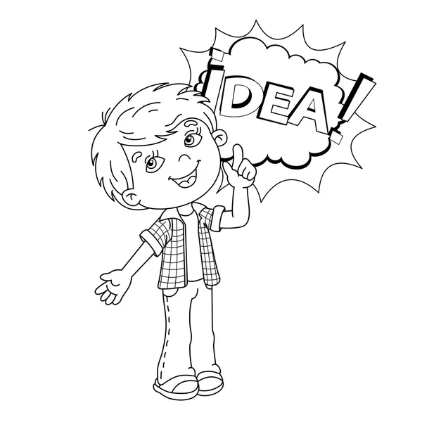 素晴らしいアイデアと少年漫画の着色ページ概要 — ストックベクタ