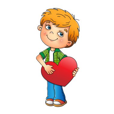 Sevgililer günü. Beyaz arka plan üzerinde izole kalbi sevimli çocuk