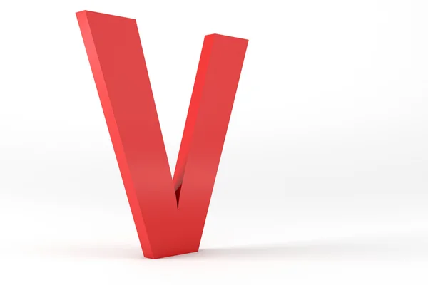 Isolated Red Letter V — Stock fotografie