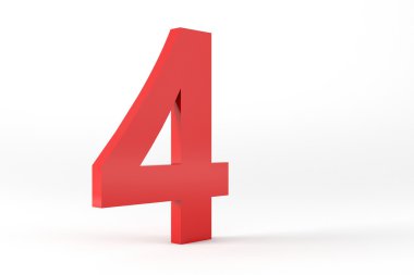 3D kırmızı sayı 4