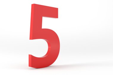 3D kırmızı sayı 5