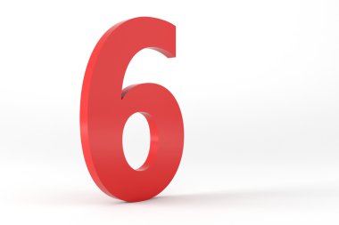 3D kırmızı numarası 6