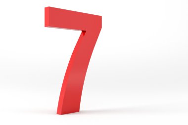 3D kırmızı sayı 7