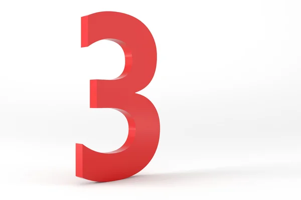 3D kırmızı sayı 3