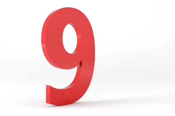 3D kırmızı sayı 9