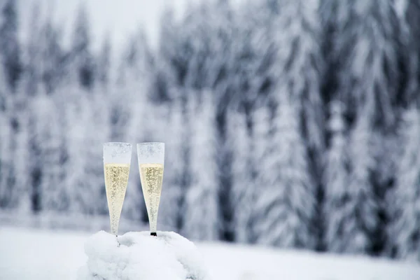 Новим Роком Шампанські Окуляри Фон — стокове фото