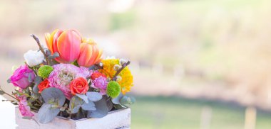 Bahar çiçekleri taze renkler Paskalya arka planı