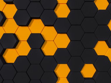 Honeyomb siyah turuncu 3d altıgen arka plan