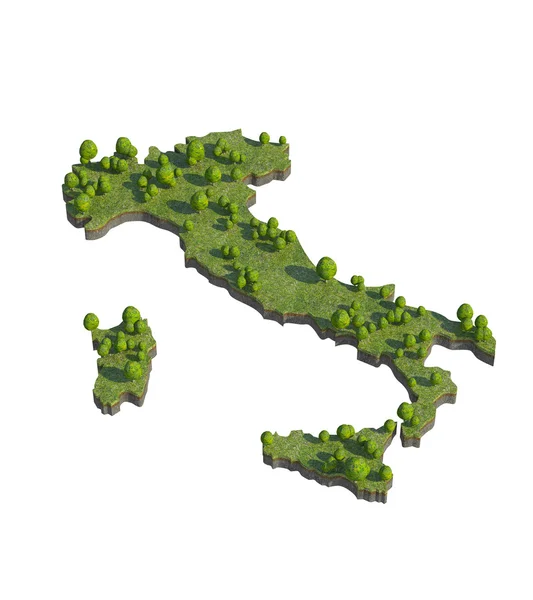 3D render van Italië kaart sectie gesneden geïsoleerd op wit met uitknippad — Stockfoto