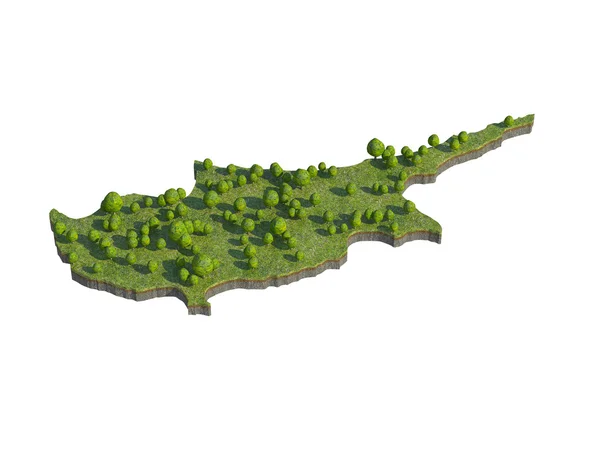 Kıbrıs Harita kesitini 3D render izole üzerinde beyaz kırpma yolu ile kesmek