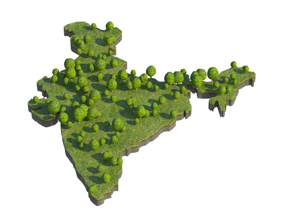 3d render of india map section cut isolated on white with clipping path — Stock Photo, Image