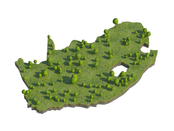 3D render van Zuid-Afrika kaart sectie gesneden geïsoleerd op wit met uitknippad — Stockfoto