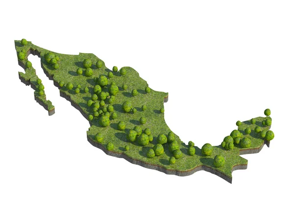 3d renderizado de mexico sección de mapa aislado en blanco con ruta de recorte — Foto de Stock