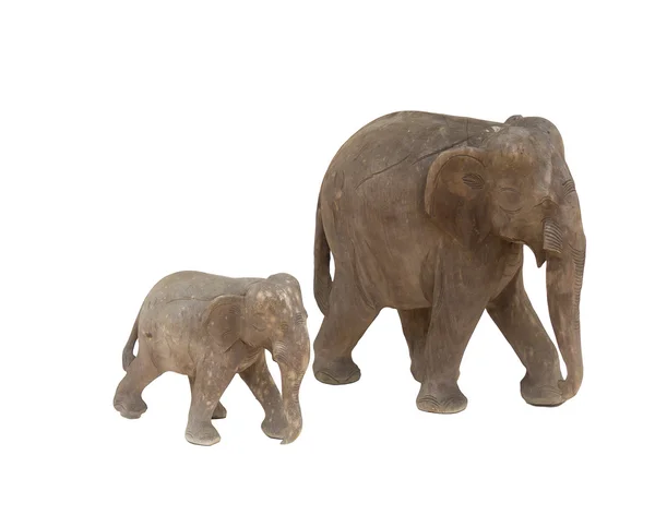 Wood craft asia elephant sculpture, handmade wood elephant Stock Photo