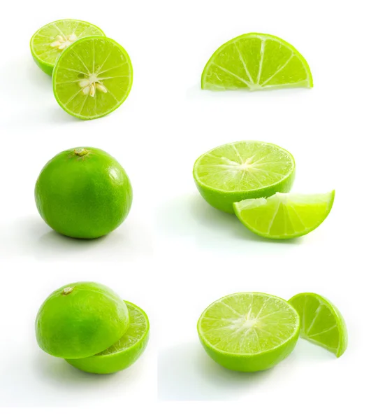 Limão limão verde isolado em branco — Fotografia de Stock