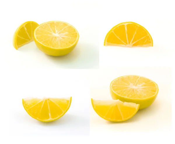 Elszigetelt fehér sárga lime citrommal — Stock Fotó