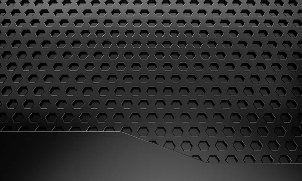 Negro abstracto abeja colmena hexágono textura fondo con espacio de copia 3d renderizado —  Fotos de Stock