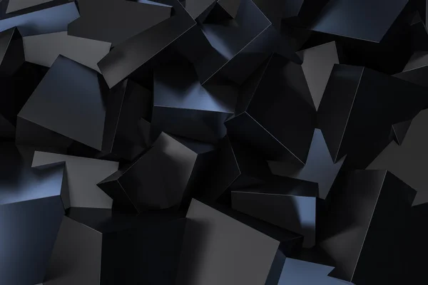 Fekete kocka doboz szórás a padló 3d-leképezés — Stock Fotó