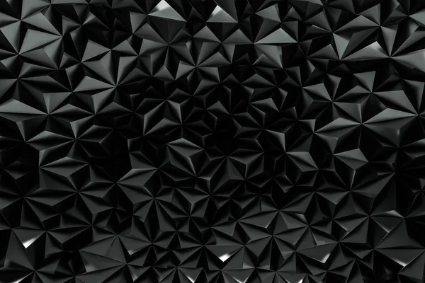 Fondo polivinílico negro bajo abstracto con espacio de copia 3d render — Foto de Stock