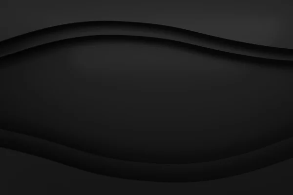 Camada preta layout curva papel material fundo 3d render — Fotografia de Stock