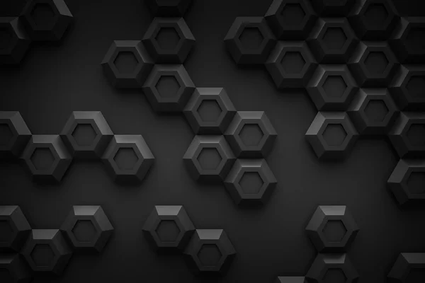 Černý šestiúhelník Honeyomb moderní technologie černé abstraktní 3d zpět — Stock fotografie