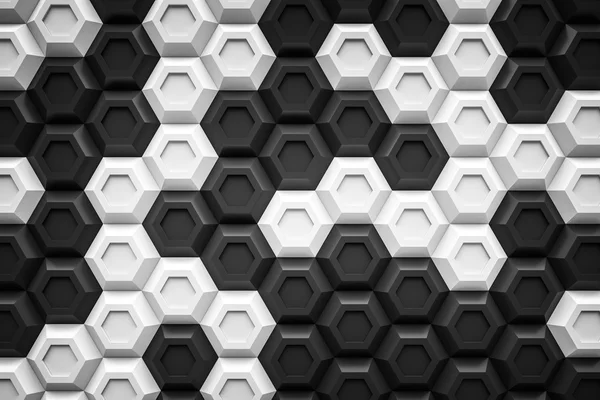 Черный и белый шестиугольник Honeyomb современной технологии черный abstrac — стоковое фото