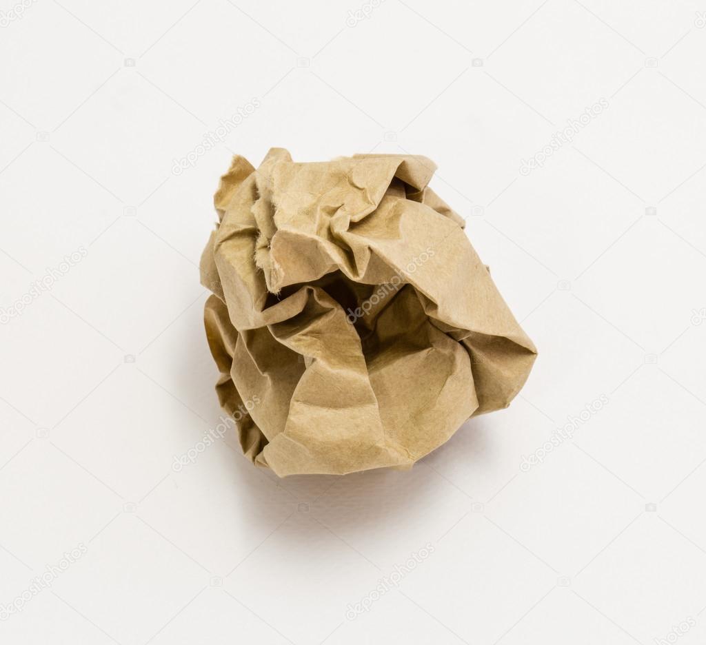 brown paper ball isolated on white background