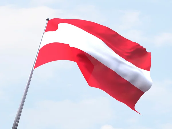 Bendera Austria berkibar di langit yang cerah . — Stok Foto