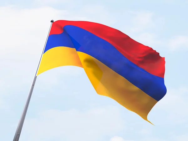 Armeniens flag flyver på klar himmel . - Stock-foto