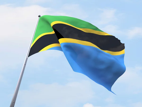 Tanzania flag flyver på klar himmel . - Stock-foto