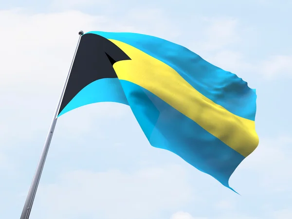 巴哈马群岛旗帜迎风飘扬在晴朗的天空. — 图库照片