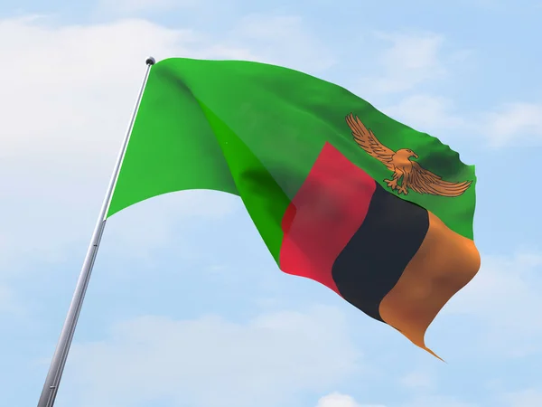 Zambia flag flyver på klar himmel . - Stock-foto