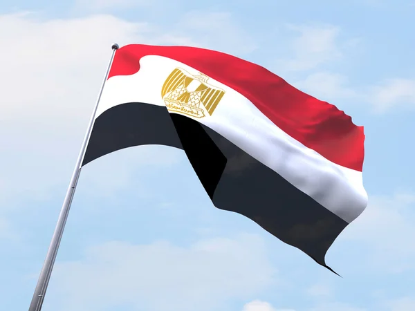 Egypt flag flying on clear sky. — Stock Photo, Image