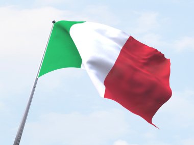 Açık gökyüzü uçan İtalya bayrağı.